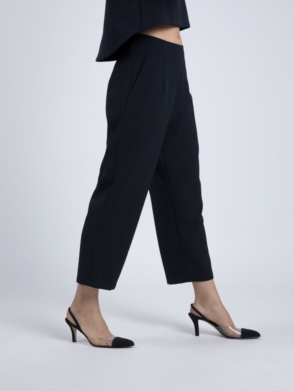 Asos Pleated Tapered Navy Trousers